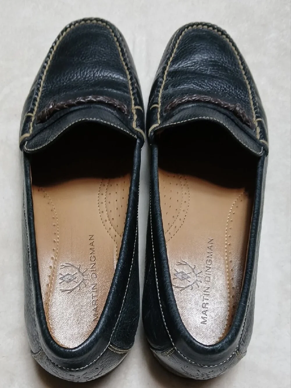 Martin Dingman Black Braided Penny Loafers Size 11.5